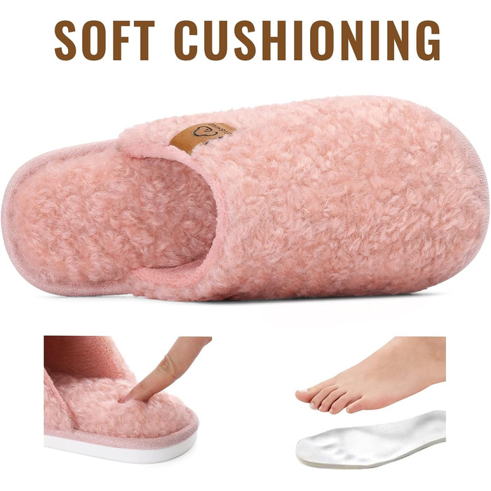Жіночі м'які капці-тапочки Evshine з ефектом пам'яті (Memory Foam), закриті домашні капці, рожеві (розмір 37/37.5 EU)