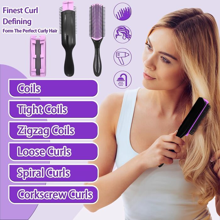 Набір гребінців та щіток WhaleO для волосся: щітка для локонів, пучок, розчісування, для кучерявого волосся, гребінець з ручкою, набір для створення зачісок, аксесуари для волосся