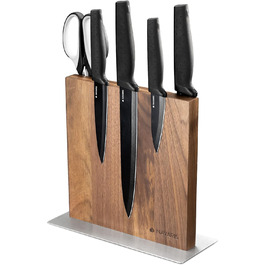 Navaris Double-Sided Magnetic Knife Holder made of Walnut - Magnetic Knife Block, Knife Board, Double-Sided Magnetic Knife Holder - Knife Holder, Wood, Unfurnished