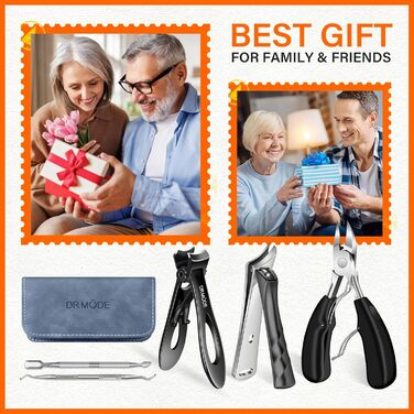 Професійний кусачка для нігтів DRMODE для товстих нігтів з довгим вигнутим важелем, для літніх людей, з широким отвором