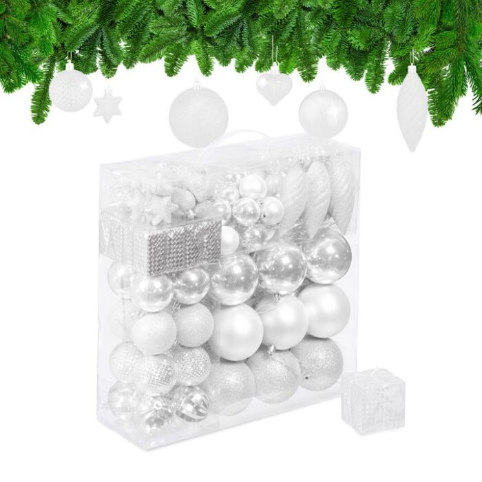 Relaxdays Set of 110 Christmas Baubles