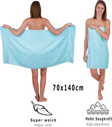 Betz 6-Piece Bath Towel Set - Shower Towel, Palermo, Size 70x140 cm, 100% Cotton, Turquoise