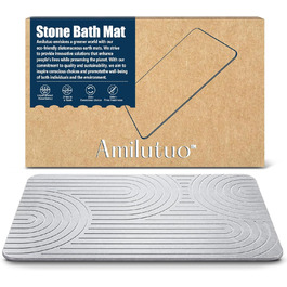 Amilutuo Badematte Stein, Diatomite Stone Bath Mat, Non-Slip Stone Bath Mat, Quick-Drying Stone Bath Mat (LightGrey B, 60 x 39 cm) Lightgrey B 60 x 39 CM