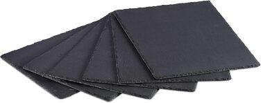 Relaxdays Slate Plates Set of 6, Large Serving Plates made of Slate, for Serving & Labeling, 30x40 cm, Anthracite