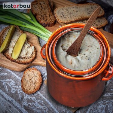 KOTARBAU® Garden Pot 5 L Brown Stoneware Pot with Airtight Lid Gherkin Pot Sauerkraut Pot Preserving Pot Ceramic Cask with Water Groove Stoneware Vessel
