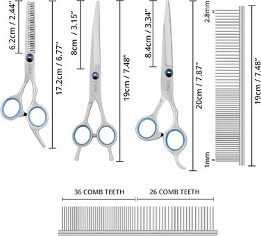 Професійний набір для догляду за собаками Bizzarre.ly – набір інструментів для грумінгу собак та домашніх тварин. Включає ножиці для шерсті, ножиці для фінальної обробки, вигнуті ножиці та гребінець для собак та котів.