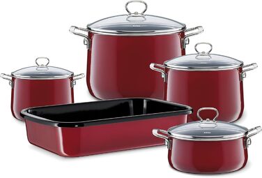 Riess, 0543-020, Flötenkessel Plus, CLASSIC - COLOR ROT, Diameter 18 cm, Height 21.7 cm, Capacity 2 liters, Enamel, 3-fold enamelled, red/black, Induction 21.7 cm Red