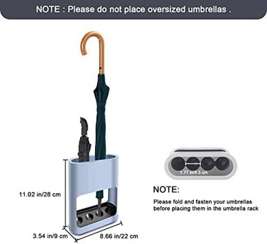 Підставка для парасольки з знімною підставкою для збору води, пластикова підставка для довгих/коротких парасольок, полиця для зберігання в приміщенні, блакитна