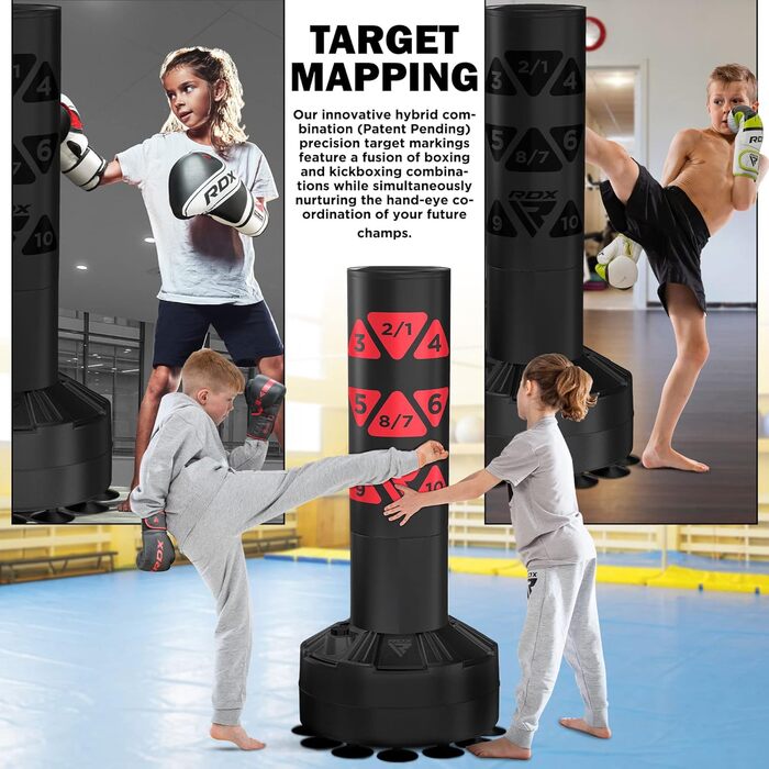 Дитячий боксерський мішок RDX Junior Standboxsäcke з рукавичками для тренувань: MMA, кікбоксинг, бокс, бойові мистецтва, муай-тай. Білий (червоний, 1.2 м)