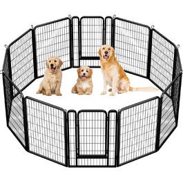 Вольєр для цуценят Yaheetech, 12 частин, 100 см, автоматичний замок, розкладний, для квартири та саду, чорний