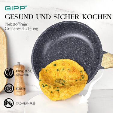 Набір посуду GiPP Keramik Antihaft: 22 частини (сірий) - посуд з керамічним покриттям, без PFAS, PFOA, PTFE, PFOS