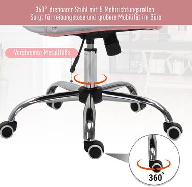 Крісло Vinsetto для дому та офісу: регульоване, обертове, рожеве, з штучної шкіри (до 120 кг)