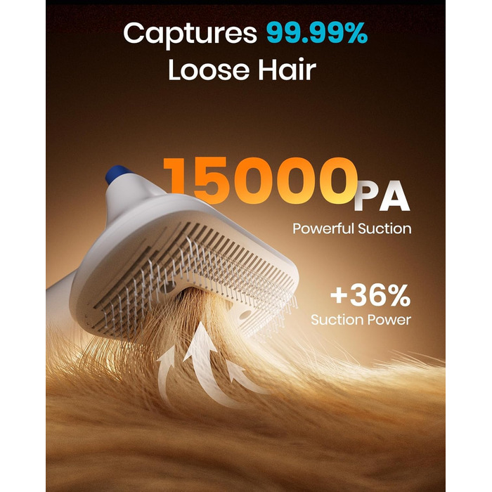 Машинка для стрижки собак Oneisall з пилососом, потужність 12000 Па, видаляє 99.99% шерсті, тиха, для собак та котів, 7 насадок