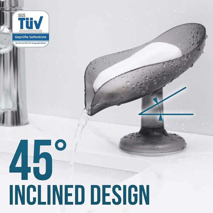 Набір мильниць з піддоном TAILI, 2 шт., сірий колір, витримують до 5 кг, без свердління, для ванної кімнати та кухні