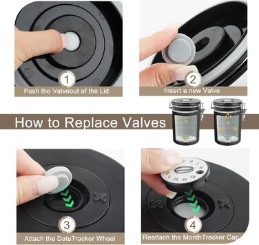 Герметичний контейнер для кави з нержавіючої сталі, 1,8L, з випускним клапаном, для кавових зерен, горіхів, какао (BK)