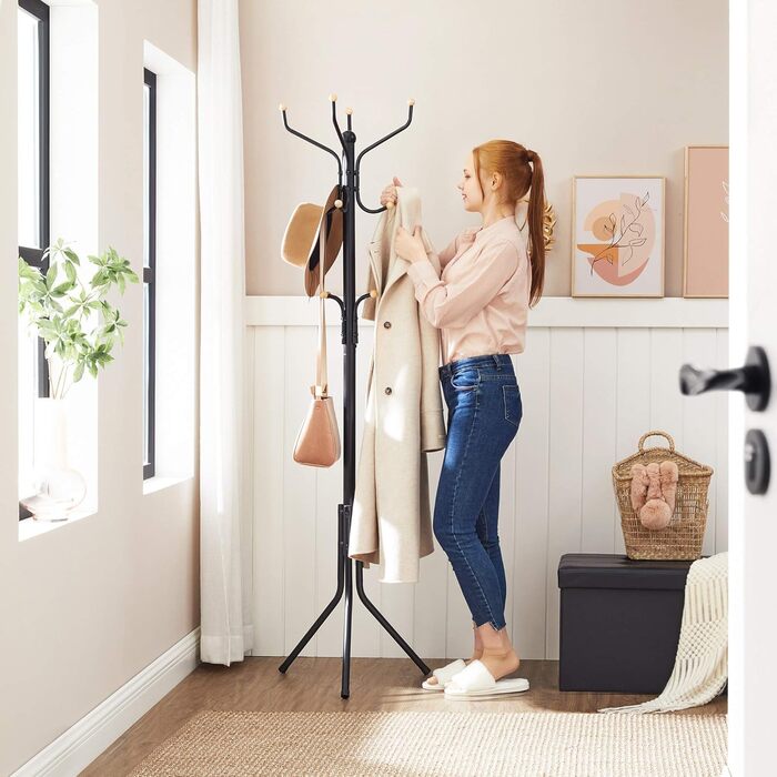 SONGMICS 182 cm Height Wardrobe Rack Stable Metal Clothes Rack Wardrobe, White, RCR19W (49 x 49 x 182H cm, Black)