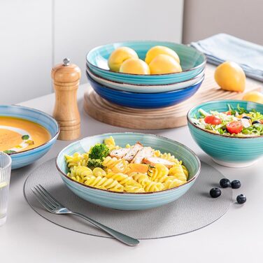 Набір посуду Vancasso Bonita (24 елементи) блакитний, кераміка, для 6 осіб, ручна робота, набір посуду