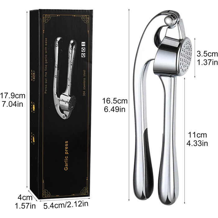 Пресс для часнику з нержавіючої сталі, для миття в посудомийній машині, професійний прес для часнику, кухонний аксесуар