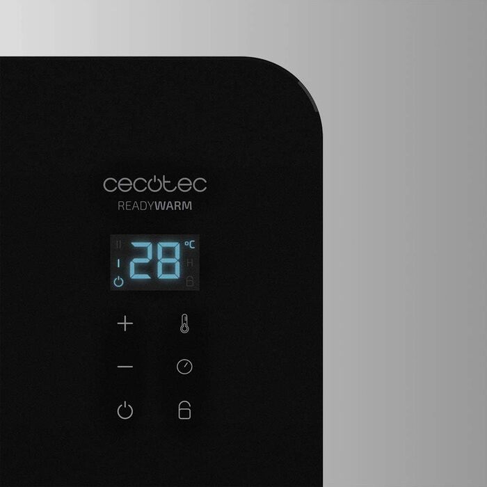 Конвектор Cecotec Ready Warm 6670 Crystal Connection з глянсовою панеллю, 1000W, WiFi, термостат, таймер, підставка, для ванної кімнати (IP24), безшумний, чорний