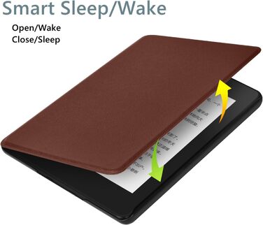 Чохол для Kindle Paperwhite (7/6/5 Gen, 12th Gen, Colorsoft 2024) з PU шкіри, коричневий