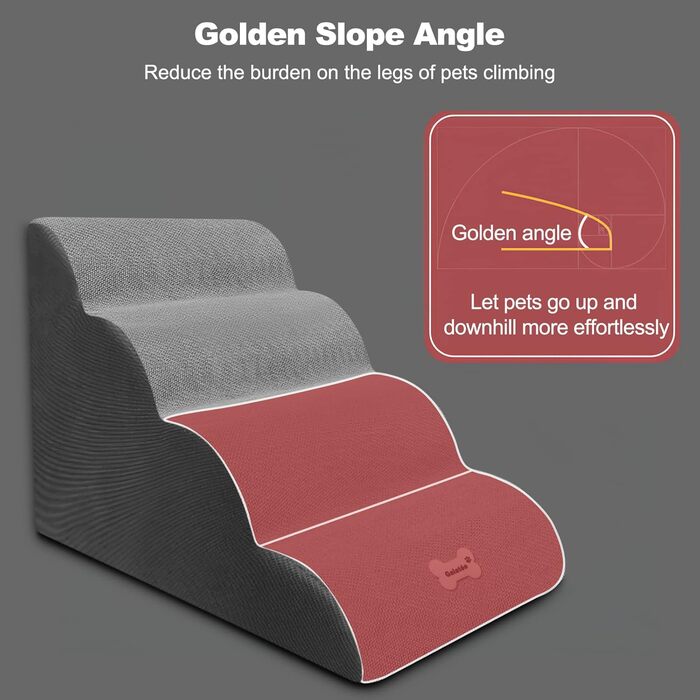 Сходинки для тварин Galatée: 4 сходинки, знімна та миюча, протиковзка, для високих ліжок/диванів (білий)