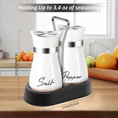 Набір для солі та перцю: солінку та перцінку з нержавіючої сталі та скла, куховий аксесуар, контейнери для спецій чорного та білого кольорів, для кухні, в дорогу, кемпінг, барбекю, багаторазове наповнення
