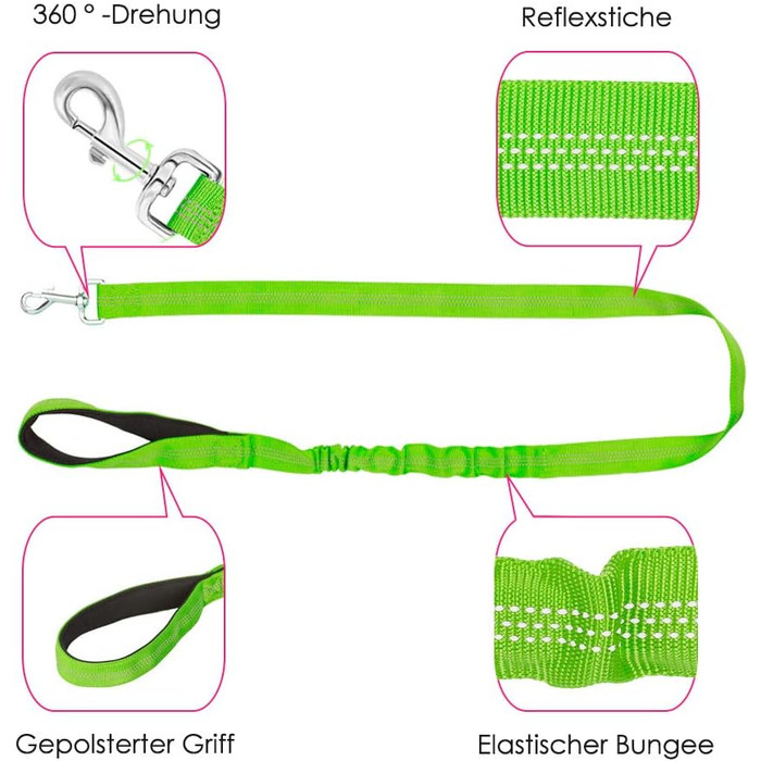 Нашийник для собак LowTon з повідком, анти-тягнучий, відбиваючий, безпечний, проти заплутування, для маленьких та середніх собак та цуценят, чорний (XXS, темно-зелений)