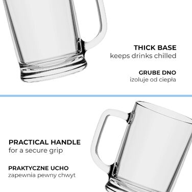 TREND FOR HOME Beer Stein Set of 6, 0.5 Liter with Comfortable Handle, Glass Mug 0.5 Liter Beer Glass, Beer Stein, Beer Glasses 0.5 Beer Mug, Beer Maßkrug Glass Beer Steins Maßkrug Transparent | Ulf