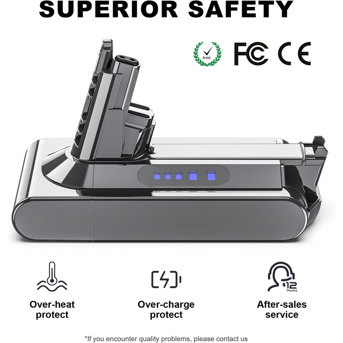 Замінний акумулятор 6000mAh для пилососів Dyson V10 (SV12, Animal, Absolute, Motörhead, Fluffy, Total Clean)