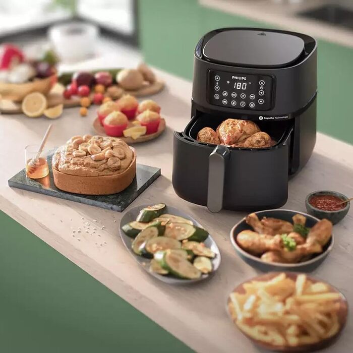 Philips HD9285/96 XXL Airfryer, 1.4 kg Capacity, 7.2 L Capacity (with Accessory Gift), 7.2L/XXL/WIFI/BLACK/6 PERSONEN