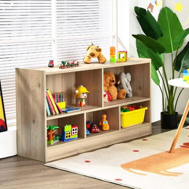DREAMADE Kids Bookshelf, Toy Storage Bookshelf for Children, Toy Shelf for Kids' Rooms, Playrooms and Kindergarten, 111 x 30 x 61.5 cm (Gray)