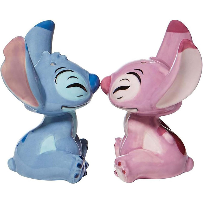 Enesco 6008687 Disney Ceramic Stitch and Angel Salt and Pepper Shakers, Stoneware, Multicolor