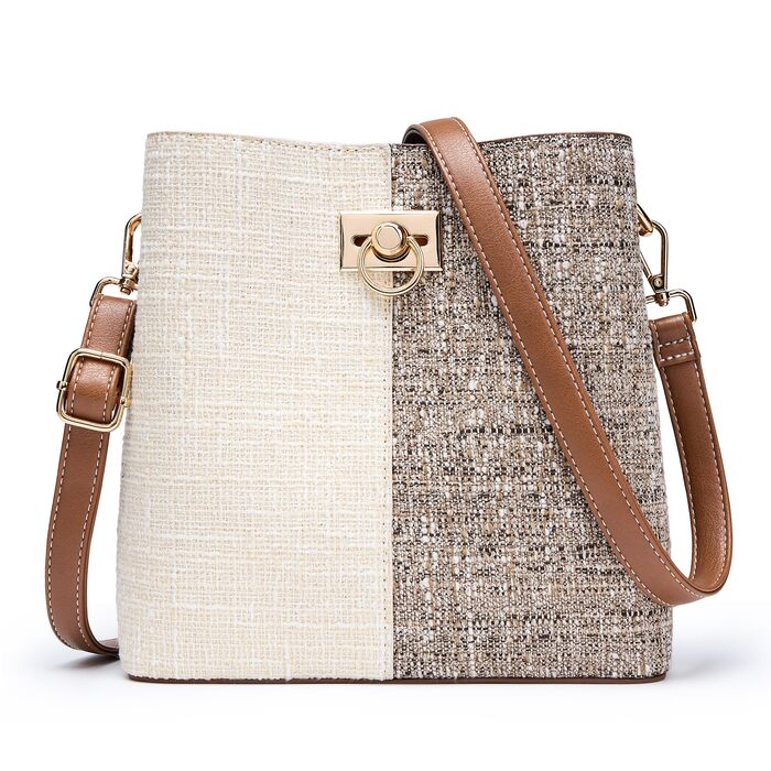 Сумка жіноча KALIDI Fancy Forest через плече з натуральної шкіри бежево-коричнева, стильна кросбоді сумка з регульованим ремінцем