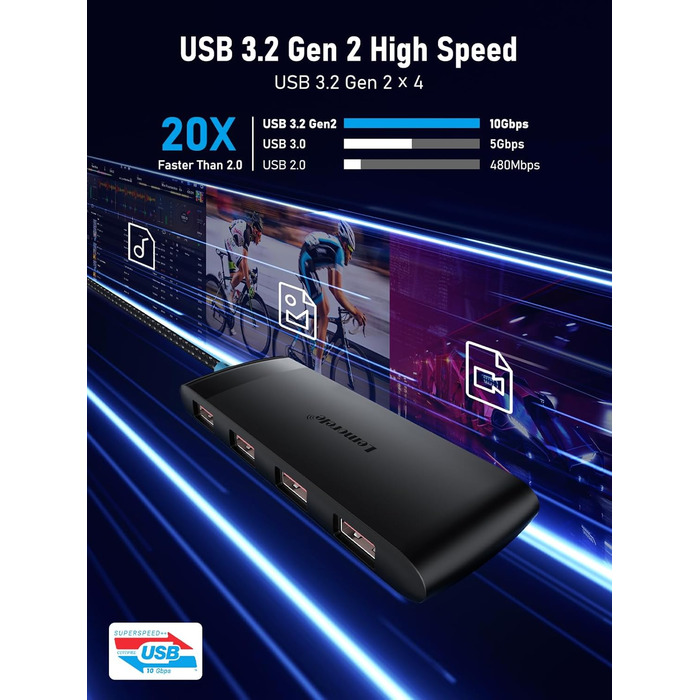 Lemorele USB-C док-станція: 4K HDMI, 4x USB 3.0/2.0, 100W PD, SD/TF, USB-C 3.0 - для MacBook, Dell, HP, Lenovo, Asus