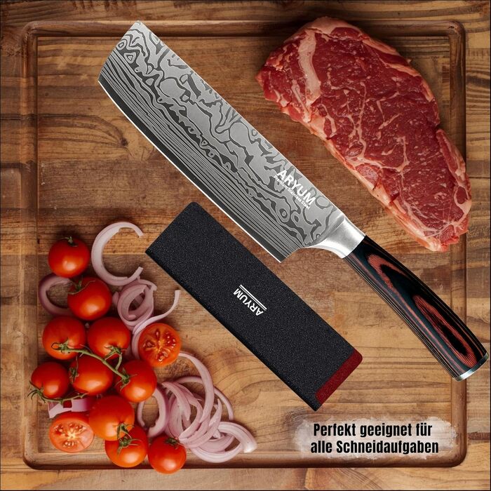 Nakiri Messer Aryum Premium 17 см - Японський ніж для овочів з нержавіючої сталі, ергономічний, гострий та довговічний