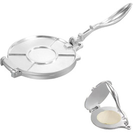 Пресс для тортилій з алюмінію, ручний, для тако, патаконів, роті, піци (16 см, срібний)