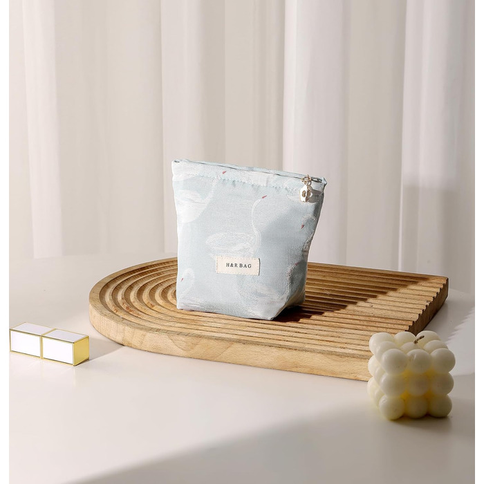 Косметичка для макіяжу 2 шт. Органайзер для косметики для дівчат та жінок. Підходить для подорожей та як подарунок. Колір: блакитний, з лебедем