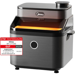 Фритюрниця Midea DualTaste 7 л з оглядовим вікном, аерофритюрниця XXL, 8 програм, випікання, гриль, розморожування, таймер 12 годин, 40-200°C, 1650 Вт, знімна чаша, модель MF-CY75AB