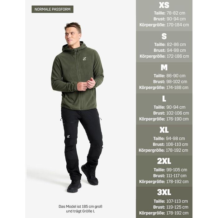 Флісова худі RevolutionRace Hiker для чоловіків, легка та еластична, чорна (S, Kambaba green)