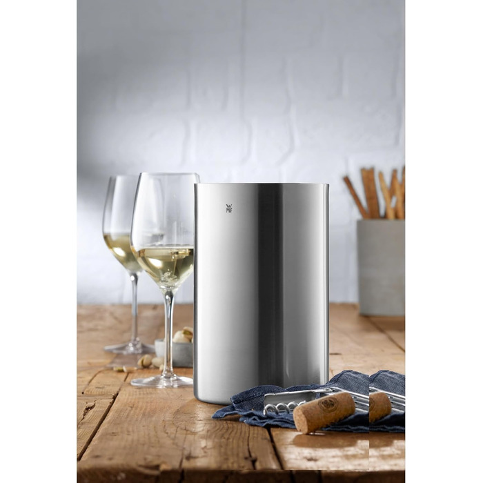WMF Clever&More Sparkling Wine Cooler Stainless Steel 19.5 cm, Bottle Cooler Double-Walled, Keeps Longer Cool, Sparkling Wine Cooler, Wine Cooler, Ice Cube Container, Matte Finish