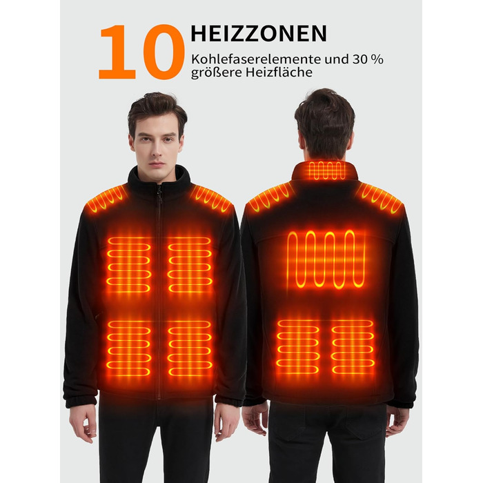 Обогрівальна куртка для чоловіків та жінок з Powerbank 18400 mAh, 10 зон обігріву, флісова куртка з акумулятором, тепла зимова куртка з обігрівом, L