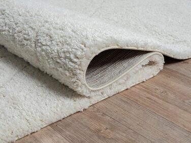 Килим Bahar Shaggy: дизайнерський килим для вітальні, м'який та легкий у догляді, високий ворс, кремовий ромбічний візерунок, 120 x 170 см