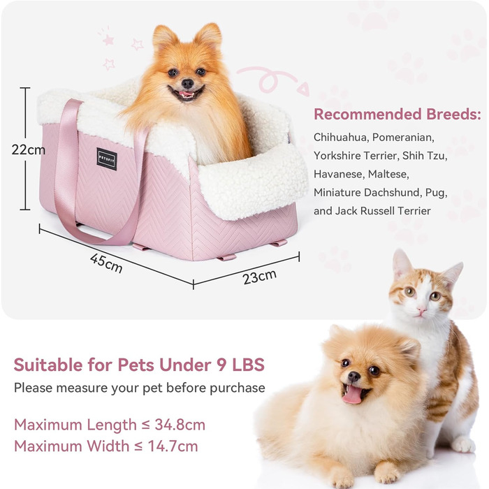 Автомобільний лежак для собак PETSFIT - чорний, шкіра, до 5 кг