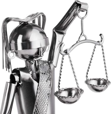 BRUBAKER Wine Bottle Holder Justice with Snake - Metal Sculpture Bottle Stand - Metal Figure Wine Gift for Lawyers, Judges, Attorneys, Law Firm - with Greeting Card