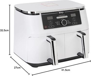 Ninja Foodi MAX Dual Zone AF400EUWH - Фритюрниця з двома зонами, біла