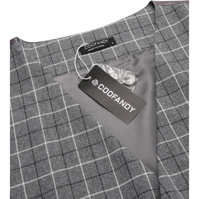 Жилет чоловічий під костюм COOFANDY, формальний, для весілля, класичний, slim fit, сірий в клітинку