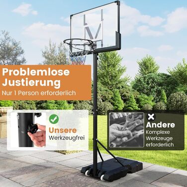 COSTWAY Adjustable Height Basketball Hoop System - Outdoor Mobile Basketball Stand with Wheels & Weight Bag (125-305cm)