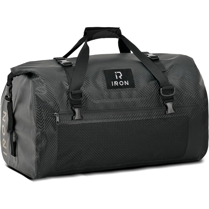 IRON JIA's Motorcycle Bag Luggage Roll Waterproof Motorcycle Rear Bag Saddlebag Travel Bag with roll-sealed shoulder straps suitable for motorcycle, cycling, camping, watersports - (Carbon Fiber, 70L)