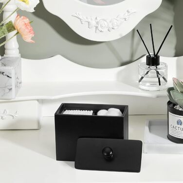 Організатор для ватних паличок та дисків Luxspire з 2 відсіками, чорний матовий, білий