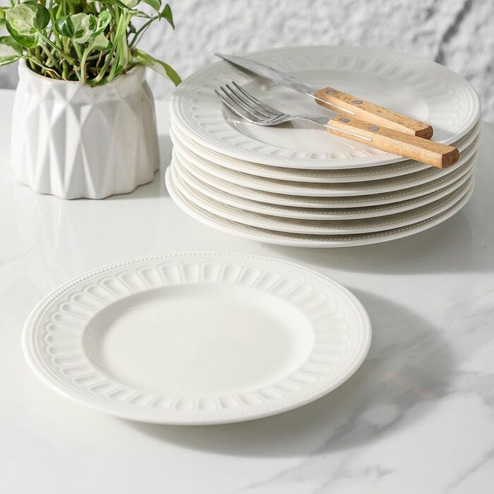 Набір сервіровочних тарілок UIBFCWN, 8 шт., 25.4 x 15.2 см, кераміка, білий колір